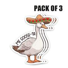 1/3/5张“Me Goose-Ta”乙烯基贴纸，独特有趣的贴花，适用于计划本、日记本、笔记本电脑。可爱贴心的设计，适合冥想爱好者、健康爱好者和爱书人士。时尚、艺术、积极向上，可用于汽车贴纸、保险杠贴纸。