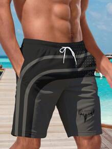 Plus Size Men's Hawaiian 3D Print Casual Beach Shorts - Quick Dry, Drawstring Waist, Perfect For Summer Outdoor Activities