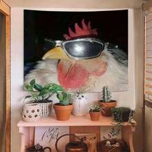 1 Piece Of Humorous Rooster Fashion Glasses Background Cloth - Fun Party And Home Wall Decoration, Lightweight And Durable, Perfect For Living Room Or Quirky Room Decoration, Rooster Decoration - Multicolor - View 1