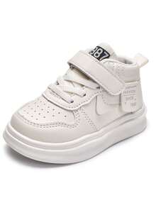 1 Pair Unisex Fashion Breathable PU Hook And Loop Soft Bottom Non-Slip Children Casual Sports Shoes, Suitable For Spring/Autumn Daily Wear & Outdoor Activities