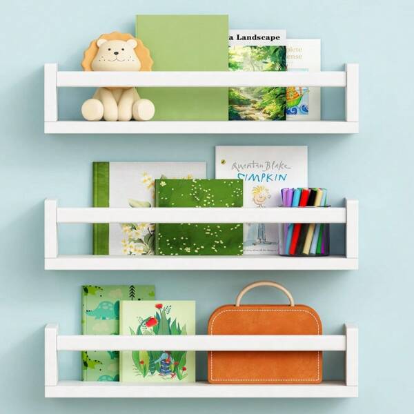 Suporte de armazenamento de madeira branco (1/3 peças) adequado para quarto de bebê, quarto de menina, necessidades do bebê, decoração de quarto de bebê