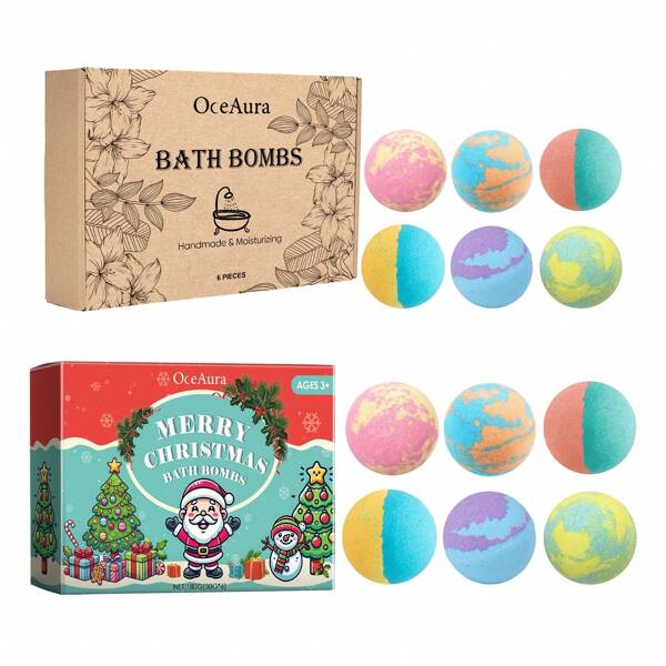 6pcs Bath Bomb Set, Gently Nourishing Floral Fragrance Body Cleansing, Long-Lasting Aromatic Soft Bath Bombs, Mild & Non-Irritating, Enjoy Soothing & Relaxing Bathing, Brightening Skin, Revealing Healthy Glowing Complexion