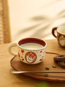 1 pieza Taza de cerámica vintage con diseño de gato, linda taza decorativa de café para uso doméstico, agua, leche, avena, té, jugo, desayuno, adecuada para cafetería, hogar, restaurante, fiesta, regalo de vuelta a la escuela