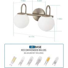 Modern Bathroom Vanity Light Fixtures 2 Lights Brushed Brass Milk White Globe Glass Shade Modern Wall Bar Sconce Lighting Bath Vanity Lights Over Mirror (Exclude G9 Bulb) - Brushed Nickel - View 3