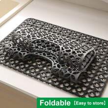 Silikonschutz für Spüle, mit Ablaufloch in der Mitte, hitzebeständig und rutschfest, spülmaschinenfest, Spülbeckenmatte für den Boden von Landhausküchen-Edelstahlspülen, rutschfeste Küchenmatten für die Seite der Spüle, natürliches und hygienisches Küchenessential für Zuhause und Küchendekoration, Teil Ihrer gemütlichen Herbst- und Winterstile sowie Weihnachtsdekorationen