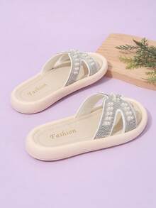 1 Pair Soft Sole Casual Rhinestone Summer Baby Slippers - White - View 5