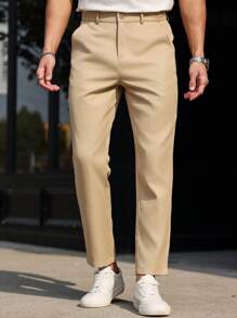 Men's Formal Trousers, Casual Suit Pants, Solid Color Casual Pants, Daily Work Casual Outing Long Pants