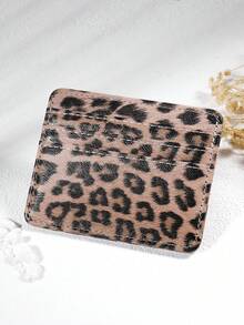 1pc Daily Credit/Debit Card Organizer Wallet Multi-Slots Leopard Print Card Case Unisex For Women Card Wallet Wallet Mini Wallet Purse Wallet - Khaki - View 3