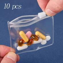 10/30/50pcs Reusable Transparent Zipper Pouches, Multi-Functional Waterproof Jewelry Storage Bags For Travel, Medicine Organization