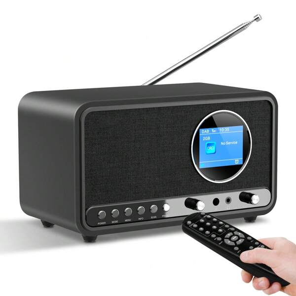Neues DAB Plus -Radio mit drahtloser, DAB -Radio mit Fernbedienung, DAB+/FM -Radio, Retro Wooden Digital Radio, Küchenradio, Rundfunk mit Doppelalarm und USB/Aux, geeignet für Weihnachten, Neujahr und Hochzeit als Geschenke für Familie und Freunde.