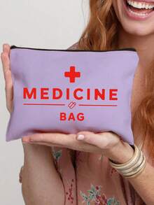 1pc Nurse Themed Cosmetic Bag Printed With Letters "Medican Bag" And Pill Pattern, Drug Storage Bag,Casual Style,Medical Staff Storage Bag, Thermometer Graphic Print, Hand Washable - Ideal For Medicationsuitable For Beaches, And Holidays, Camping, And Road Tripscosmetics Bag,Gifts For Friends And Teachers, Home Essentials, Bathroom Storage Bag,Mother's Day Gifts, Nurses' Day Gifts, Teacher Gifts - White - View 17