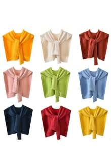 1 pièce Cardigan col châle en mélange de laine de haute qualité, minimaliste, avec patchwork de couleur unie et rayures, pour femmes. Poncho sans manches polyvalent. Châle tricoté de couleur unie pour l'automne 2025. Nouveau châle tricoté fin à rayures pour assortir avec un pull, une chemise, une écharpe [légère différence de couleur par rapport au produit réel]