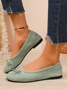 Mocasines de punta redonda para mujer, nuevos zapatos náuticos de primavera con suela blanda y vintage, mocasines planos casuales de slip-on - Verde - Ver 3