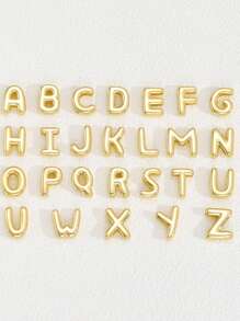 1pc Fashion Creative Glossy Copper A-Z English Initials Perforated Pendant Stainless Steel Bead Chain Multi-Layer Necklace, Women's Daily Casual Wear Personalized Multi-Layer Necklace Collarbone Chain