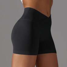Yoga Shorts For Women High Waist Tummy Control Hip Lift Workout Sports Shorts Running Fitness Gym Active Short Pants - màu đen - Xem 4