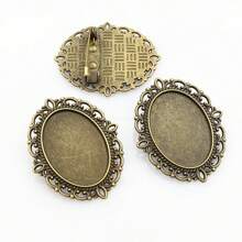 4 peças 18x25mm tamanho interno broche cabochões base em branco bandeja de configuração faça você mesmo acessórios para fazer joias descobertas