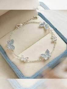 Exquisite Luxurious Blue Butterfly Crystal Bracelet For Women, Summer 2024 New Fashion Jewelry