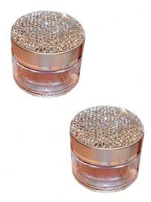 1pc 30g Capacity Artificial Diamond Embedded Mud Mask Remover, Lotion Glass Jar, Cosmetic Packaging Container, Suitable For Lotions, Powders, Creams, Ointments