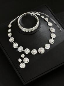 4 pièces Set de bijoux de mariée vintage à pois: Collier, Boucles d'oreilles, Bracelet, pour la saison de Thanksgiving