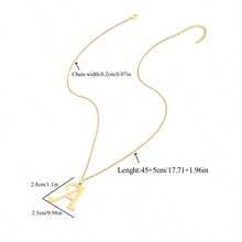 1 pieza Collar con colgante de acero inoxidable con inicial grande clásica y sencilla para mujeres - Amarillo Oro - Ver 2