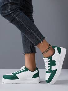 Neue Damen Lässig Sport Schuhe, Mehrfarbiges Patchwork, Große Größen 36-45, flache Schuhe, Damen Frühling Sommer weiße Sneaker, modisch vielseitig, leicht atmungsaktiv, Trainingsschuhe, Schulanfang