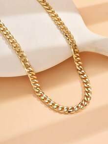 1pc Punk Style Metal Chunky Chain Necklace For Women - Yellow Gold - View 2