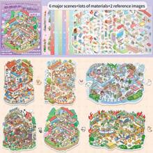 Set da 12 fogli di adesivi per miniature, include adesivi 3D per casette in miniatura fai-da-te, adesivi per animali domestici, 6 fogli di biglietti con scene, e 2 fogli di immagini di riferimento, ideale per scrapbooking, forniture scolastiche, back to school