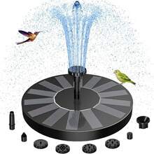 16cm/18cm Solar Bird Bath Fountain With 6 Nozzles, Solar Fountain Pump For Bird Bath With Brackets, Solar Powered Floating Water Pump For Bird Bath, Ponds, Garden, Fish Tank And Outdoor - 黑色 - 查看 1