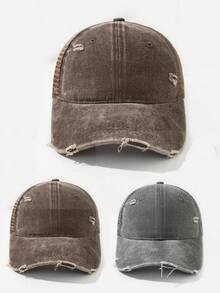 3pcs Solid Color Distressed Mesh Baseball Caps, Breathable Sun Protection, Suitable For Spring/Summer - Multicolor - View 15