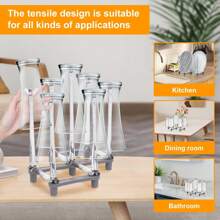 Taza invertida para drenar, puede sostener 7 tazas, escurridor plegable y fácil de transportar, accesorio para escurrir tazas de agua y café, escurridor invertido, estante de almacenamiento, taza de almacenamiento, estante colgante, función simple invertida y ajustable, escurridor de platos, se adapta a diferentes formas y necesidades de tazas, tanto tazas altas como cortas están disponibles, fácil de limpiar, sin grietas, adecuado para restaurantes/cocinas/bares