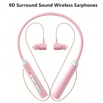 1 pieza Auriculares Bluetooth de diseño deportivo ligero, control de botones, silicona suave, plegables, estilo collar, estéreo HiFi, auriculares inalámbricos para música