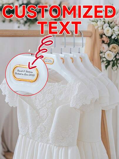 1pc Customizable Non-Slip Clothes Hanger, Suitable For Wardrobe Organization, Bridal Dress Care, Travel & Hotel Use, With Laser Engraved Personalization, Ideal For Weddings And Daily Use