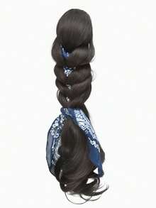 Wig Braids Retro Cashew Floral Headband Braided Hair Clip Twisted Braids Natural Seamless Connection Clip Ponytail Long Curly Hair Curly Fake Ponytail Wig Long Hair - Multicolor - View 14