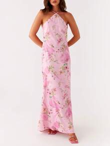 Women's Summer Dresses Halter Neck Sleeveless Backless Flowy A Line Boho Maxi Dress - Multicolor - View 1