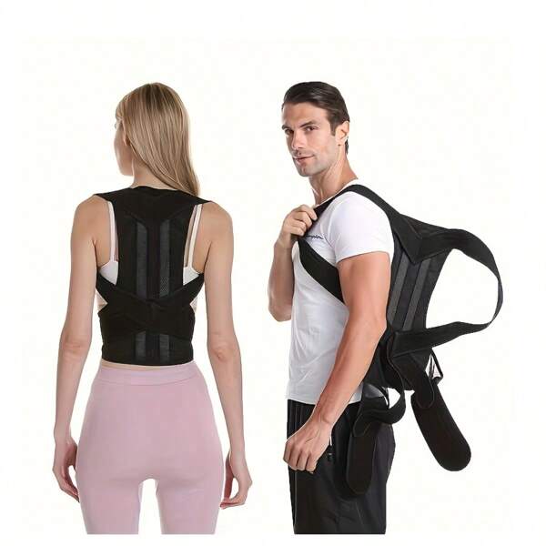 Correttore di postura comodo per primavera ed estate da uomo - Regolabile, bretella ortopedica traspirante - Supporto senza cuciture per schiena, colonna vertebrale, collo e spalle - Ideale per uso quotidiano, stabilizzazione della clavicola - Promuove una postura sana, previene l'incurvamento - Adatto per canottiere, uniformi da allenamento, maglie, cintura per allenamento, adatto per fitness, casa, sport e passeggiate