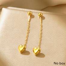 1 Set Minimalist And Elegant Delicate Heart-Shaped Stainless Steel Jewelry Set, Suitable For Women To Wear Daily Or Attend Parties, Also A Great Mother's Day Gift
