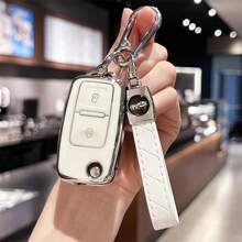 Key Fob Shell Case Cover For VW Jetta Passat Beetle Rabbit GTI CC EOS Amarok Golf 4 5 6 MK4 Polo MK7 Smart Key Protector Holder Car Accessories Bag Charm