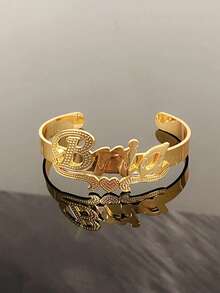 1 chiếc vòng tay khắc tên 3D cá nhân hóa - Bạc Sterling, kiểu dáng hoa văn in nổi, trang sức khắc chữ theo yêu cầu, vàng 18k và thép không gỉ, kèm hộp quà tinh tế, thích hợp làm quà tặng Ngày của Mẹ, trang sức dành cho phái nữ. - Vàng - Xem 8