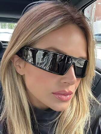 แว่นตาสไตล์ใหม่กรอบใหญ่แฟชันเทคโนโโลยี Y2K ล้ำสมัยสำหรับผู้หญิง/ผู้ชาย สำหรับถ่ายรูป ถนน งานปาร์ตี้ กิจกรรมกลางแจ้ง ตกแต่งวินเทจสำหรับการพักผ่อนชายหาดฤดูร้อน การท่องเที่ยว