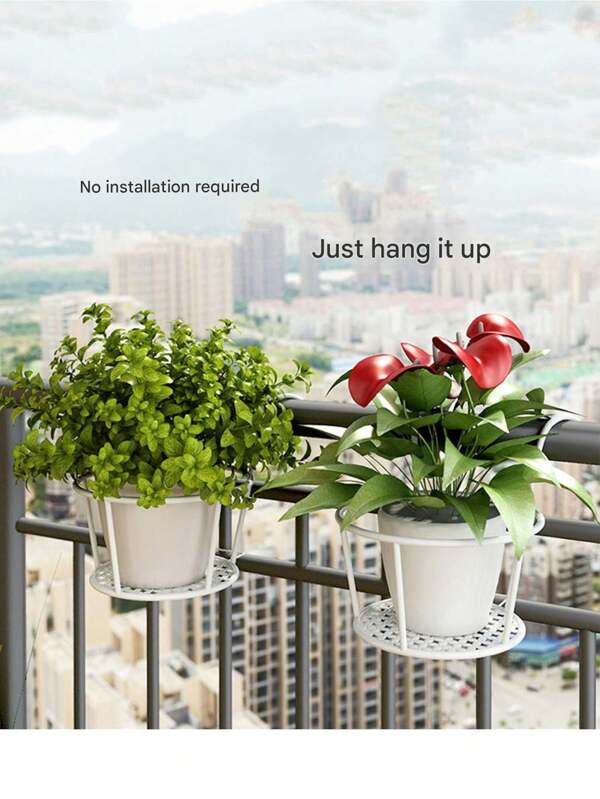 1pcc Balcony Iron Flower Rack Guardrail Hanging Flower Pot Rack Railing Hanging Hanging Hanging Orchid Green Radish Windowsill Bonsai Rack