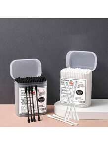 100/300/600 قطعة من أعواد التنظيف المزدوجة الرؤوس للمستحضرات التجميلية، تصميم مزدوج (رأس حلزوني + رأس ملعقة الأذن في واحد)، تخزين في علبة منفصلة، صديقة للبشرة وناعمة، لا تنكسر بسهولة، لا تضر البشرة، لا تتساقط وبقوة امتصاص للماء، يمكن استخدامها لتزيين مكياج العيون والشفاه الرقيقة وتنظيف قناة الأذن والجروح