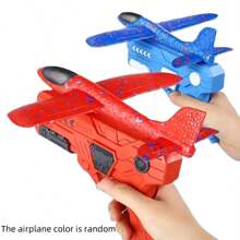 1 pièce Jouet avion en mousse pour enfants, planeur à éjection à bouton unique, pistolet de lancement pour intérieur et extérieur, jouet interactif parent-enfant pour garçons et filles, cadeau d'Halloween et de Noël (style et couleur d'avion aléatoires)