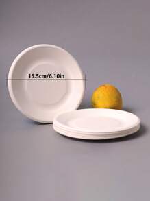 100pcs Sugarcane Pulp Disposable Paper Plates, Thicker Paper Pulp Plates For Barbecue, Cake, DIY Painting