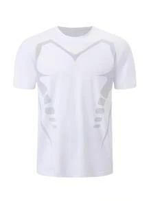 Set de 2 camisetas básicas de cuello redondo de manga corta para hombre de verano, blanco + negro - Blanco y Negro - Ver 3