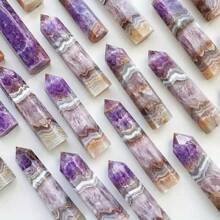 1 Stück bohemischer großer 12-13cm natürlicher Kristall Amethyst und Achat Einzelspitze für Heim-Dekoration oder Geschenk
