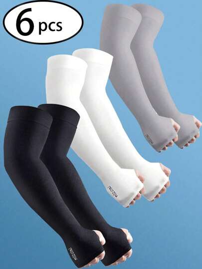 6pcs Men's And Women's Arm Sleeves UV Sunscreen Compression Insulation Sleeves, Suitable For Men's And Women's New Sunscreen Cooling Arm Sleeves, Football, Golf, And Volleyball Christmas Compression Sleeves