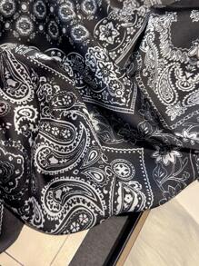 1pc Silk-Like Paisley Print 70cm Square Scarf, Versatile Bandana, Men Sunscreen Scarves, Headwrap Neck Wear