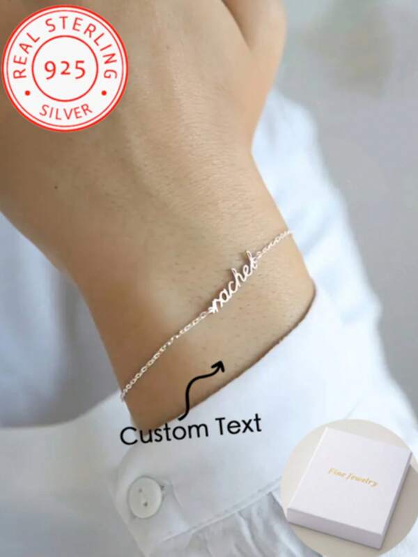 Ein 925 Sterling Silber Armband mit Wunschname, elegantes personalisiertes Ketten-Armband, modischer Damenschmuck, perfektes Valentinstaggeschenk, geeignet für alle Jahreszeiten