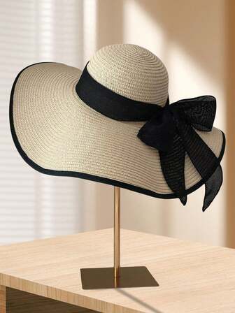 1pc Women's Summer Sun Shade Straw Beach Hat