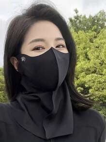 1pc Women Lightweight Ice Silk Face Mask With Sun Protection, Breathable Openwork, Solid Color, Suitable For Outdoor Riding, Daily Use